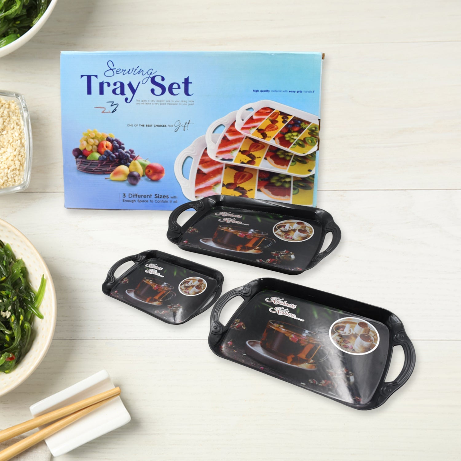 5211A Serving Tray Set of 3, Melamine Trays for Kitchen Snacks Serving Tray Tray Set for Serving Tea Tray for Serving Fancy Trays for Serving Gift Item, Different Size For Kitchen & Office Use 5211A Serving Tray Set of 3, Melamine Trays for Kitchen Snacks Serving Tray Tray Set for Serving Tea Tray for Serving Fancy Trays for Serving Gift Item, Different Size For Kitchen & Office Use